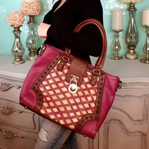 Large Wine and Gold Purse